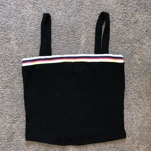 Black Crop Top with Rainbow Edge